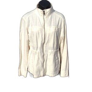 Old Navy Lightweight White Linen Full Zip Field Jacket Size XS
